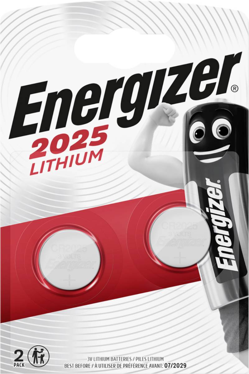 Energizer Knopfzelle CR 2025 Lithium, 3 V. 2er Pack Energizer Knopfzelle CR 2025 Lithium, 3 V. 2er Pack von Energizer