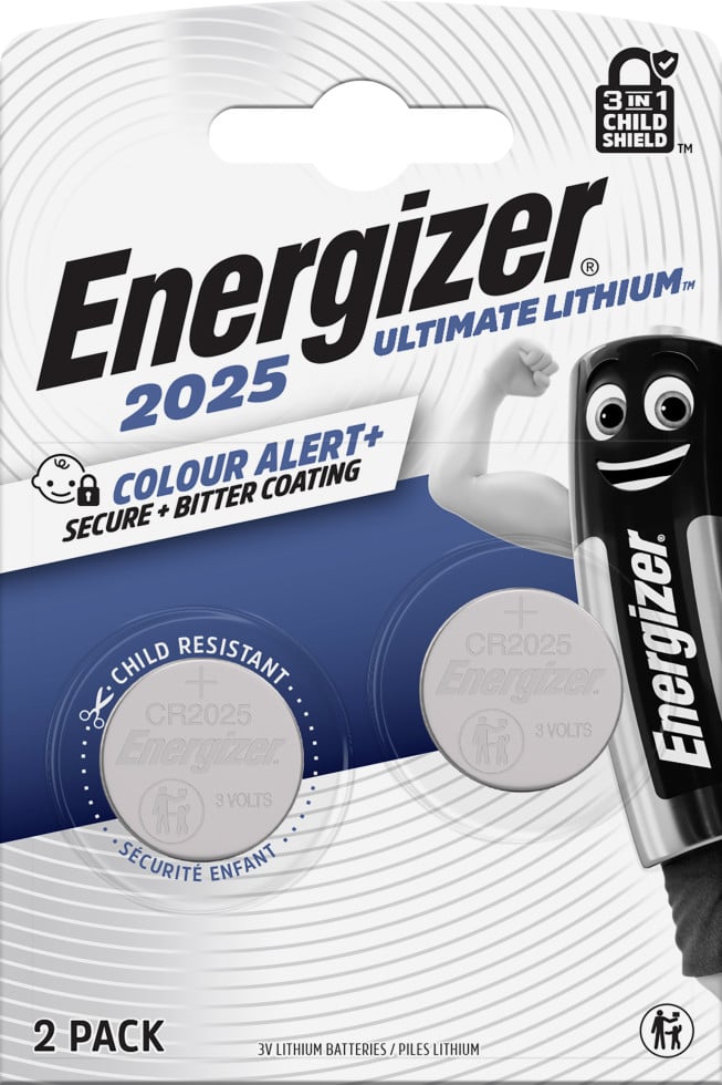 Energizer Knopfzelle CR 2025 Ultimate Lithium, 3 V, 2er Pack von Energizer