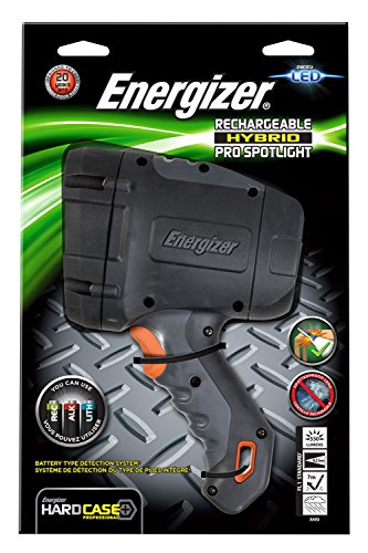 Energizer Taschenlampe Hard Case Rechargeable Hybrid Pro Spotlight (inkl. 6xAA Akkus, wetterfest IPX 4) von Energizer