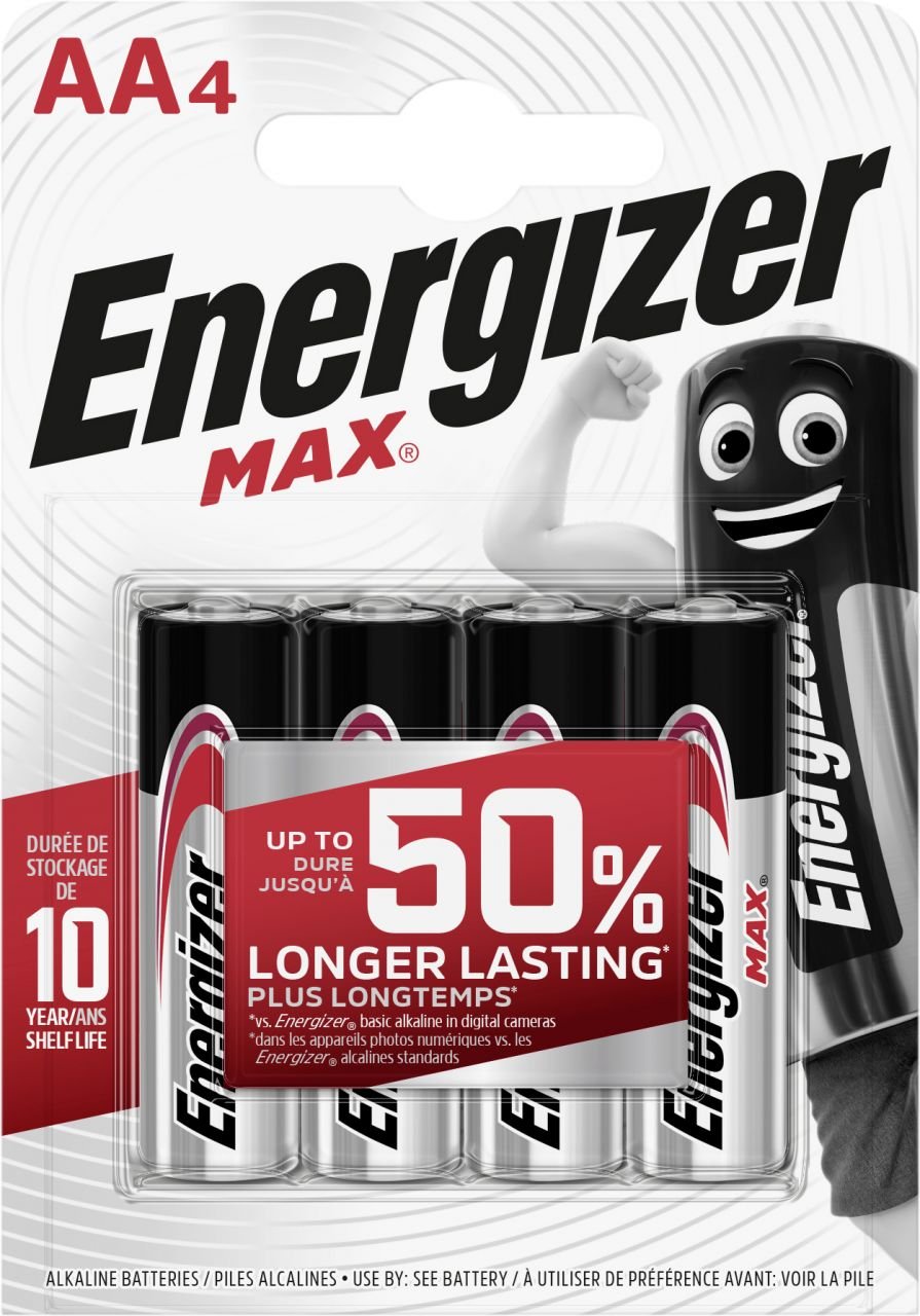 Energizer Max Alkaline Batterie Mignon AA 1,5 V, 4er Pack von Energizer