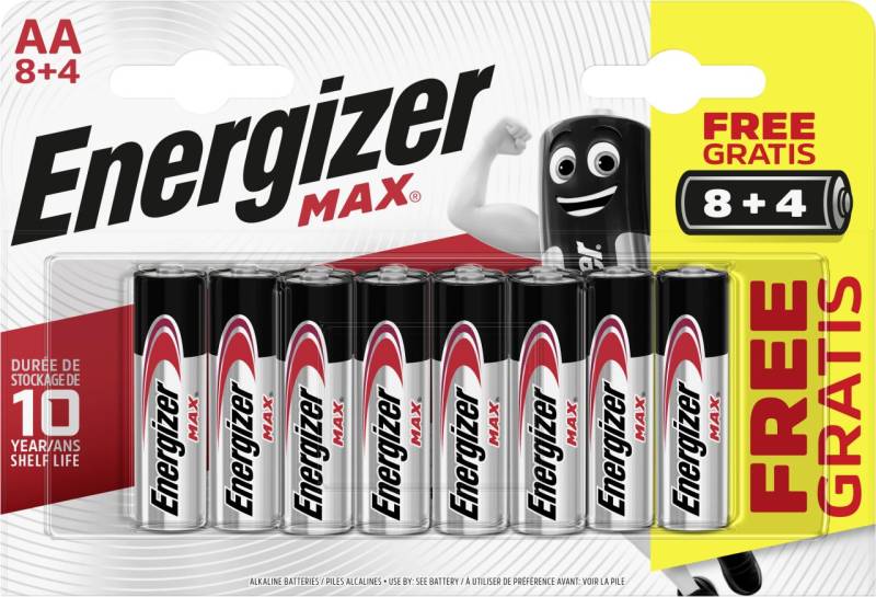 Energizer Max Alkaline Batterie Mignon AA 1,5 V, 8 + 4er Pack von Energizer