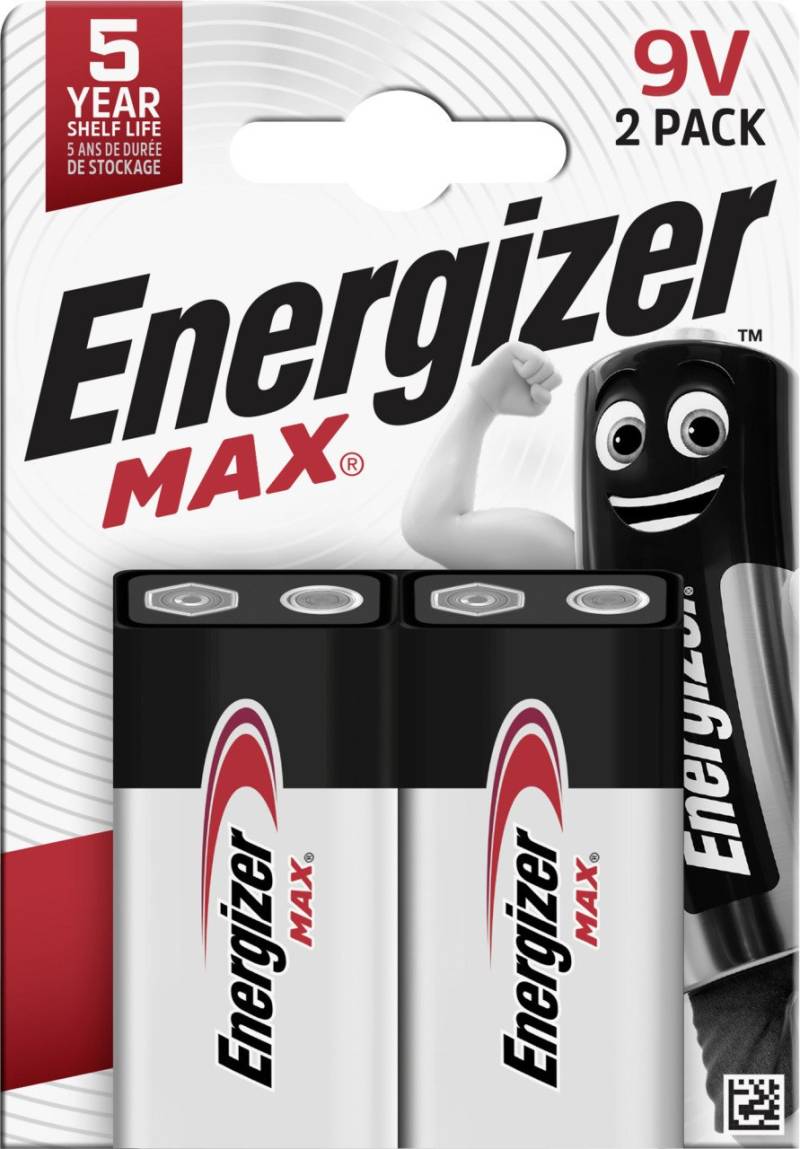 Energizer Max Alkaline E-Block Batterie 9 V, 2er Pack von Energizer