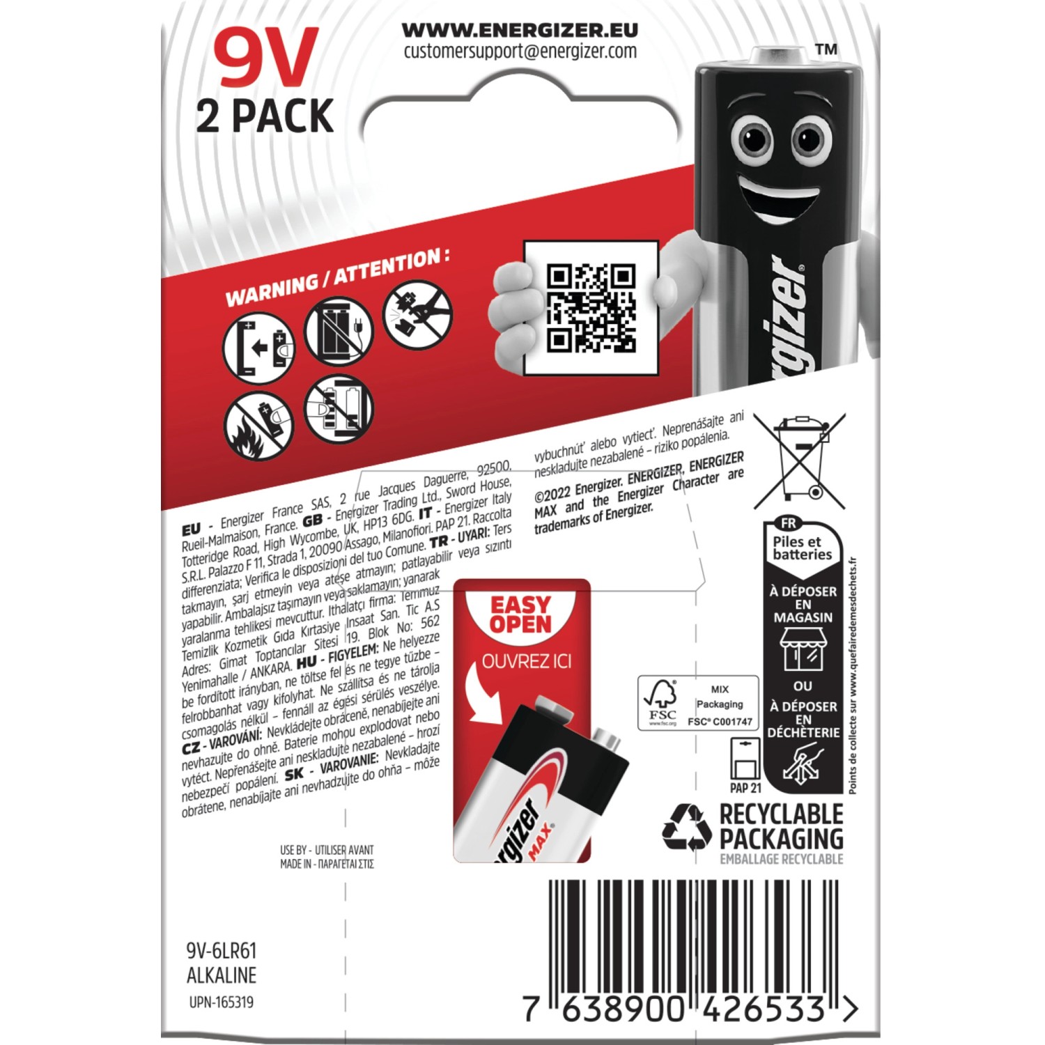 Energizer Alkaline Batterie Max 9V E-Block 2 Stück Energizer Alkaline Batterie Max 9V E-Block 2 Stück von Energizer