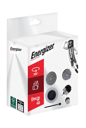 Energizer - Set mit Reinigungsbürste, Bohrmaschine, 6 Stück, für Auto, Reinigung, Felgen, Fliesen, Badewanne, Küche, Toilette, Boden – praktische Verlängerung im Lieferumfang enthalten von Energizer
