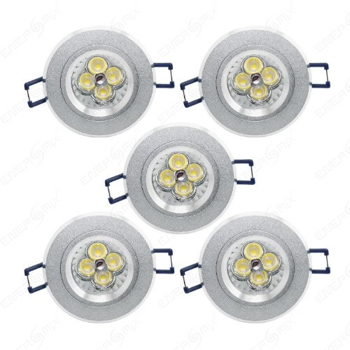 5x Warmweiß Einbauleuchten LED Deckenleuchte - Silber Alu gebürstet - 4.5 Watt 12 Volt von Energmix