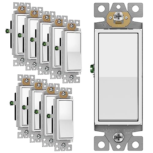 enerlites 91150 Decorator Stil 15 Amp Single Pole leise Paddel Wippe – 10 PACK von ENERLITES