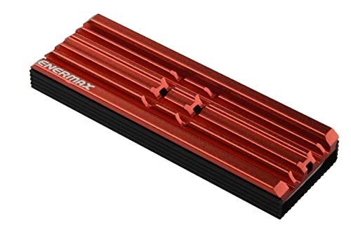 ENERMAX M.2 2280 SSD Aluminium Kühlkörper für PS5/PC; doppelseitig inkl. Wärmeleitpads; ESC001-B, rot von ENERMAX