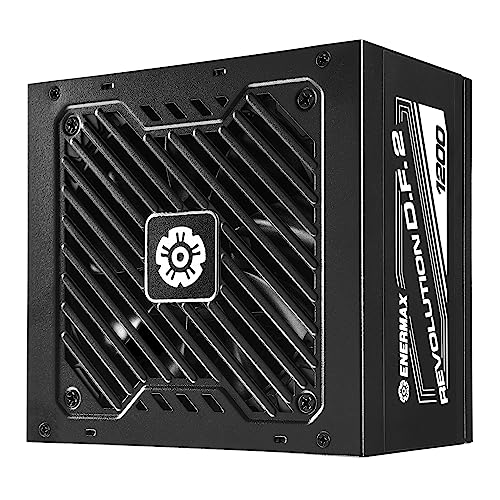 ENERMAX Revolution D.F. 2 ATX Compact Gaming&Streaming PC Netzteil 1200W 80Plus Gold (Semi-Modular, Flachbandkabel, Semi-Fanless), ERS1200EWT, schwarz von ENERMAX