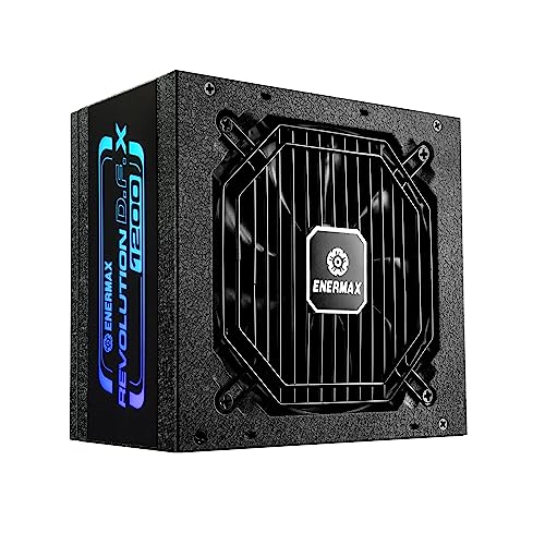 ENERMAX Revolution D.F. X ARGB ATX3.0 PCI-e 5.0 Kompakt Gaming&Streaming PC Netzteil 1200W 80Plus Gold (Vollmodular, 2X 12VHPWR, Semi-Fanless), ERT1200EWT, schwarz von ENERMAX