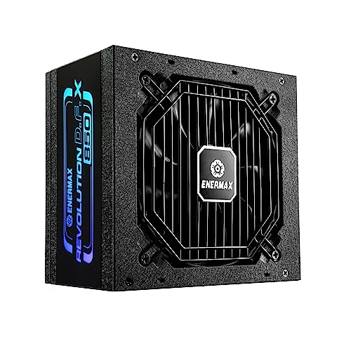 ENERMAX Revolution D.F. X ARGB ATX3.0 PCI-e 5.0 Kompakt Gaming&Streaming PC Netzteil 850W 80Plus Gold (Vollmodular, 2X 12VHPWR, Semi-Fanless), ERT850EWT, schwarz von ENERMAX