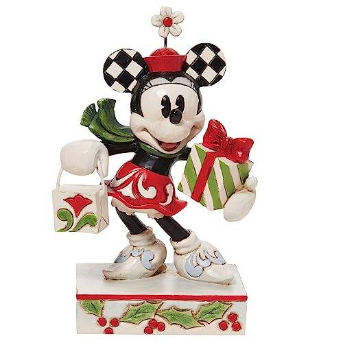 ENESCO Disney Traditions Weihnachtsfigur Minnie Maus, mit Tasche und Geschenk, Mehrfarbig, Einheitsgröße von Enesco