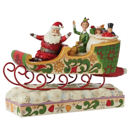 Elf by Jim Shore Spreading Christmas Cheer (Buddy and Santa In Sleigh) Figurine von Elf by Jim Shore