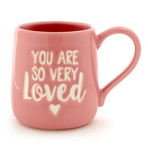 Enesco 6000501 Our Name Is Mud "You are Loved" Kaffeetasse aus Steingut mit Gravur You Are Loved 16 oz rose von Enesco