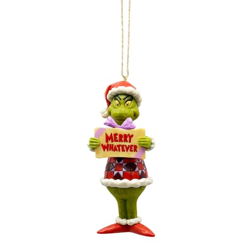 Enesco Hängeornament: Dr. Seuss The Grinch von Jim Shore Merry Whatever Schild zum Aufhängen, 12,7 cm, Mehrfarbig aus PVC-Material Enesco Hängeornament: Dr. Seuss The Grinch von Jim Shore Merry Whatever Schild zum Aufhängen, 12,7 cm, Mehrfarbig aus PVC-Material von Enesco