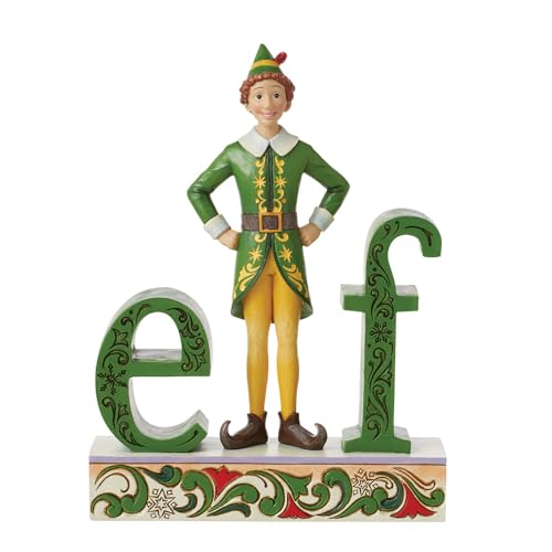 Enesco Jim Shore Buddy Elf Figur stehend in Wort, 21 cm, mehrfarbig von Enesco