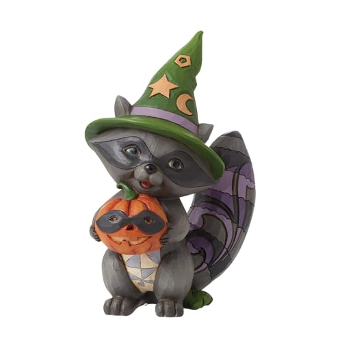 Enesco Jim Shore Heartwood Creek Four Seasons Halloween Maskerade Waschbär mit Kürbis, 15 cm, Steinharz von Enesco