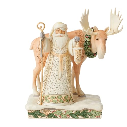 Enesco Jim Shore Heartwood Creek Four Seasons White Woodland Weihnachtsmann/Elch Figur, 25,4 cm von Enesco