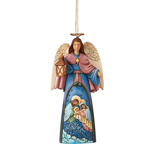 Enesco Jim Shore Heartwood Creek Krippenengel mit Laterne zum Aufhängen, 12 cm, Mehrfarbig für Weihnachten von Enesco