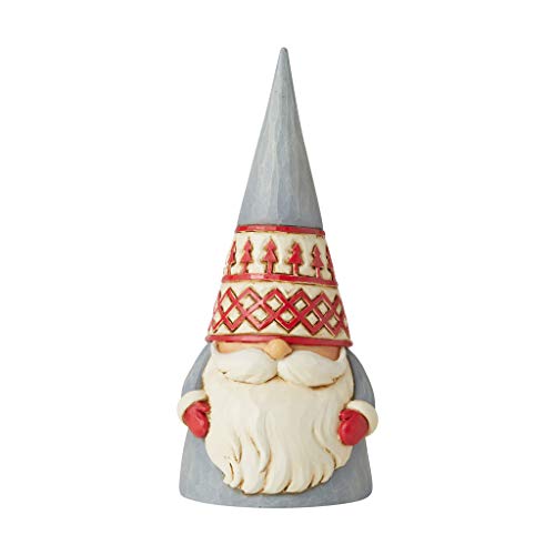 Enesco Jim Shore Heartwood Creek Nordic Noel Tree Hat Gnom Gnom Jul Figur, 15 cm hoch, grau, rot, schmutzig weiß von Enesco