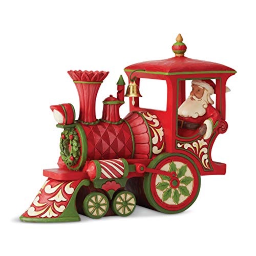 Enesco Jim Shore Heartwood Creek Weihnachtsmann im Weihnachtszug Lokomotivfigur, 15,2 cm hoch, Rot von Enesco
