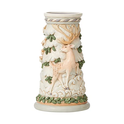 Enesco Jim Shore Heartwood Creek White Woodland Hirschsäule Stumpenkerzenhalter, 24,1 cm, Mehrfarbig von Enesco