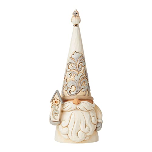 Enesco Jim Shore Heartwood Creek White Woodland Zwerg hält Vogelhaus-Figur, 18 cm, Mehrfarbig von Enesco