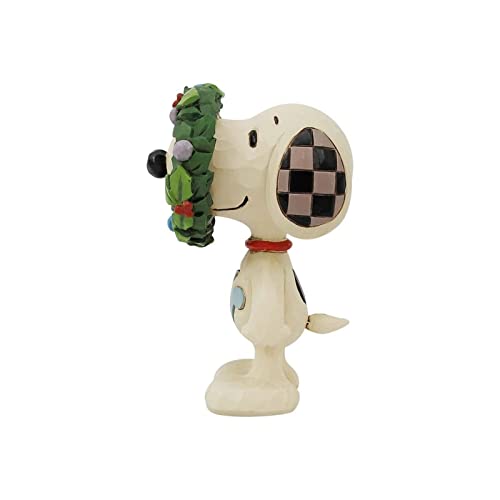 Enesco Jim Shore Peanuts Miniaturfigur Snoopy im Kranz, Mehrfarbig von Enesco