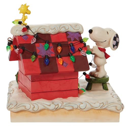 Enesco Jim Shore Peanuts Snoopy and Woodstock Dekofigur des Hundehauses, 13 cm, Mehrfarbig von Enesco