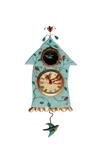 Enesco Wanduhr, Motiv Vogelhäuschen, Kunstharz, 32 cm (P8008) von Enesco