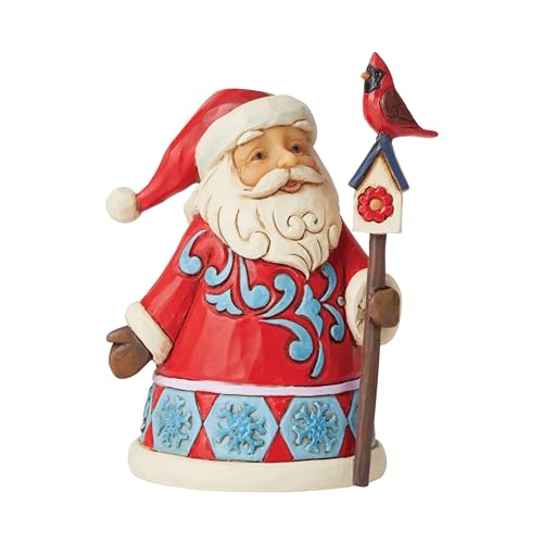 Jim Shore Heartwood Creek - Weihnachtsmann mit Kardinal & Vogelhaus - Minifigur von Enesco