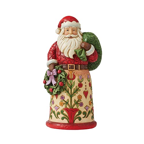 Enesco Jim Shore Heartwood Creekby Jim Shore ''Bringing Christmas Home'' Weihnachtsmann mit Sack und Kranz, height 20 cm von Enesco