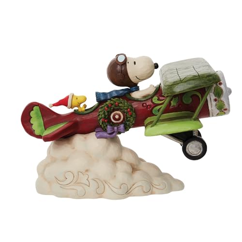 Enesco Peanuts by Jim Shore Snoopy Flying Christmas Ace Flugzeug-Figur, 13 cm, mehrfarbig von Enesco