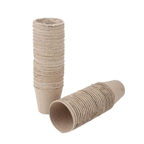 50Pcs Anzuchttöpfe, 8 x 8 cm biologisch abbaubare Anzuchttöpfe, runde biologisch abbaubare Torftöpfe, Gartenbedarf zum Pflanzen von Setzlingen und als Anzuchttöpfe Seed Starter Pots von Enforose