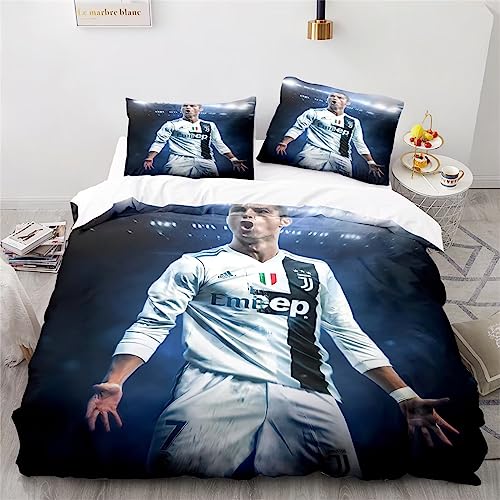 Enfunt-Home Fußball-Bilder Bettwäsche Set 135x200cm Mikrofaser - 3D Digital Print Cristiano Ronaldo Bettwäsche und 1 Kissenbezug 80x80cm von Enfunt-Home