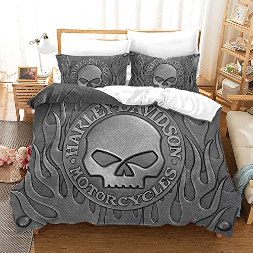 Enfunt-Home Motorradjunge Bettwäsche Set 200x200cm Mikrofaser - 3D Digital Print Bettbezug und 2 Kissenbezug 80x80cm von Enfunt-Home