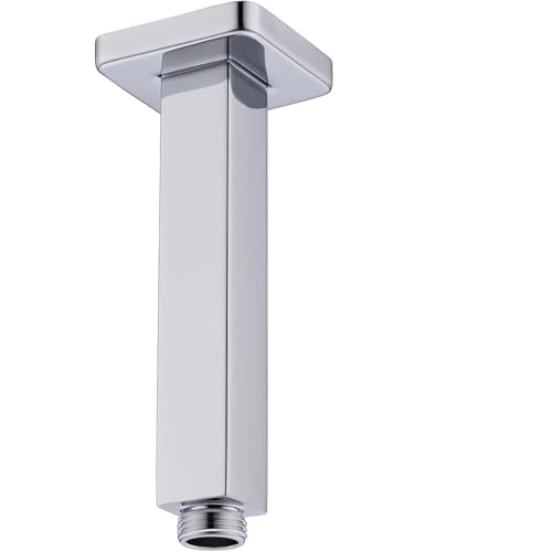 Enga 15,2 cm quadratischer Duscharm mit Flansch, Deckenhalterung, Ersatz-Regenduschkopf, gerader Arm, Chrom von Enga