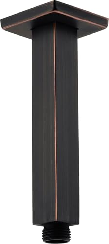 Enga 15,2 cm quadratischer Duscharm mit Flansch, Deckenhalterung, Ersatz-Regenduschkopf, gerader Arm, ölgeriebene Bronze von Enga