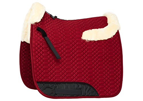 Engel Reitsport | SCHABRA4-VSS-BOR-MED | Schabracke | Lammfell im Sattelbereich - Half Lined | Steppstoff | Fellkranz vorne & hinten | Vielseitigkeit | Stoff Bordeaux rot Fell med. von Engel Reitsport
