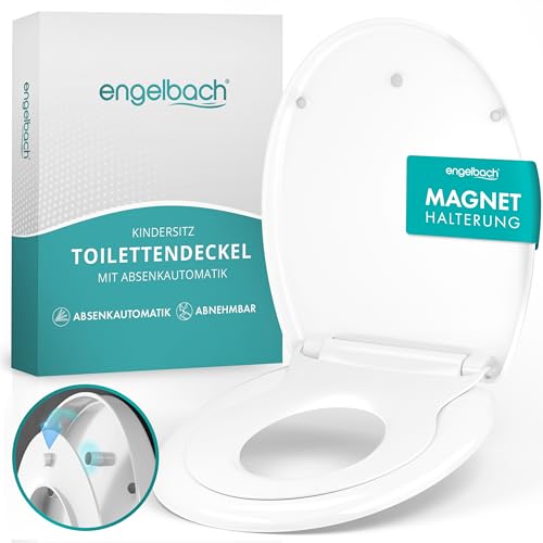 Engelbach® Toilettendeckel mit Kindersitz und Absenkautomatik (Einfache Montage) Familien Toilettensitz mit Quick-Release-Funktion | WC Sitz, Klodeckel mit Kindereinsatz und Magnethalterung von Engelbach