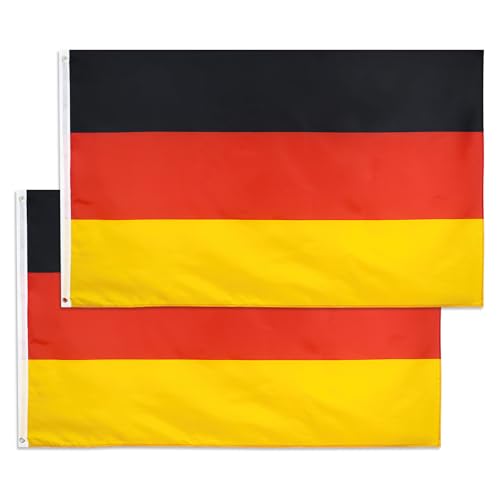 2 Pcs Deutschland Flagge 90 x 150 cm 100 Prozent Polyester Fahne Deutschland Wetterfeste Deutsche Flagge mit Messing-Ösen Fahne Flagge Germany DE Deutschland Kräftige Farben 2 Pcs Deutschland Flagge 90 x 150 cm 100 Prozent Polyester Fahne Deutschland Wetterfeste Deutsche Flagge mit Messing-Ösen Fahne Flagge Germany DE Deutschland Kräftige Farben von Engelblick DE