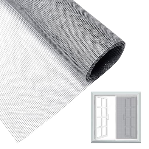 Fliegengitter Fenster Grau 250x120cm – Katzenfest, Fiberglas Insektenschutz Meterware, DIY Fliegennetz Ersatz für Balkontür & Dachfenster, Pollengitternetz, Stabiles Fenster Insektenschutz Netz von Engelblick DE