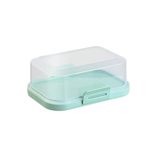 ENGELLAND - 1 x Stapelbare Butterdose mit Deckel und Klick-Verschluss, Mint/Transparent, Plastik-box, Butter-Glocke, BPA-frei, Mehrzweck, robust von Engelland