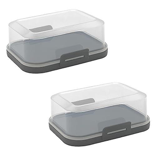 ENGELLAND - 2 x Stapelbare Butterdose mit Deckel und Klick-Verschluss, Anthrazit/Transparent, Plastik-box, Butter-Glocke, BPA-frei, Mehrzweck, robust von Engelland