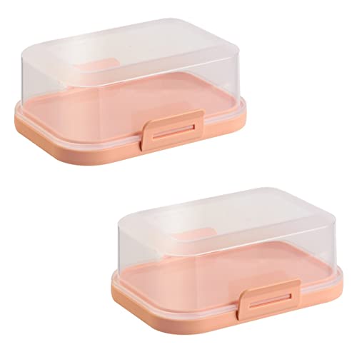 ENGELLAND - 2 x Stapelbare Butterdose mit Deckel und Klick-Verschluss, Apricot/Transparent, Plastik-box, Butter-Glocke, BPA-frei, Mehrzweck, robust von Engelland