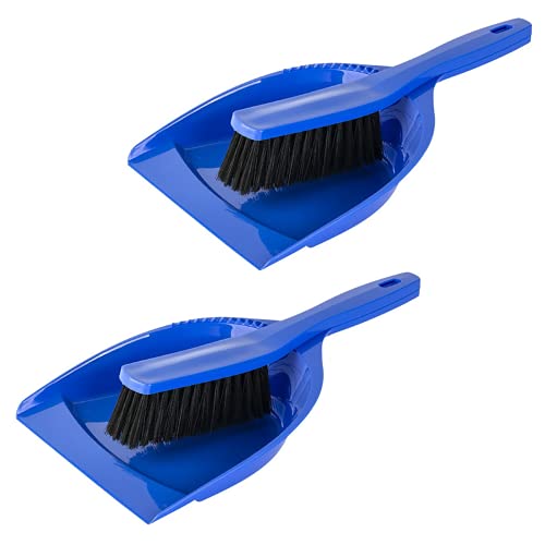 2x Kehrgarnitur Kehrschaufel Handfeger Kehrwisch Kehrset Haushalt Fußboden Küche Reinigung aus Kunststoff blau von Engelland