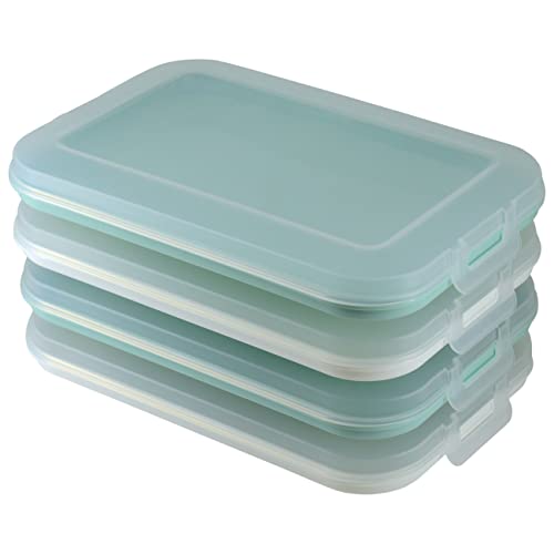 4er Set Aufschnitt-Dosen mit integrierter Servierplatte, Frischhaltedose, Aufbewahrungsbox, Lebensmittelbehälter, Aufschnitt-Box, stapelbar, BPA-frei, Küchenbedarf, Kunststoff bunt von Engelland