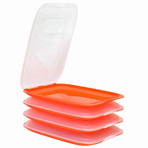 ENGELLAND - 4 x Stapelbare Aufschnitt-Boxen mit Deckel, Farbe: Orange, Wurst-Behälter, Frischhalte-Dose, BPA-frei, wiederverwendbar, 25 x 17 x 3,3 cm ENGELLAND - 4 x Stapelbare Aufschnitt-Boxen mit Deckel, Farbe: Orange, Wurst-Behälter, Frischhalte-Dose, BPA-frei, wiederverwendbar, 25 x 17 x 3,3 cm von Engelland