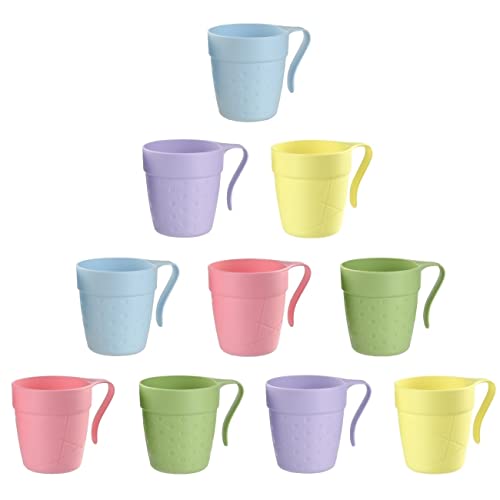 Engelland - 10er Pack Trinkbecher mit Henkel, Kunststoffbecher, Kinderbecher, Kaffeebecher, bunte Mischung, BPA-frei, 0,33 Liter von Engelland