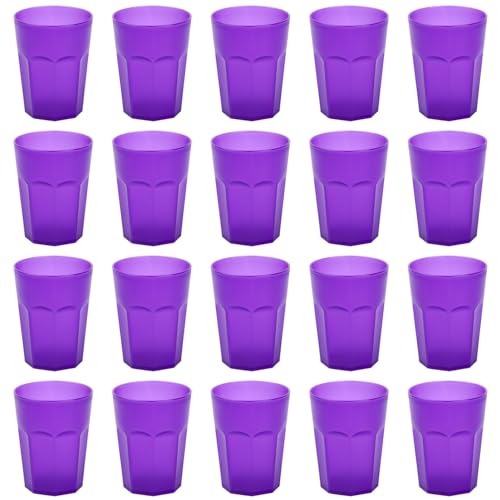 Engelland - 20 x Plastikbecher, Trinkbecher, Lila, Frostoptik, 250 ml, mit Eichstrich, bruchfest, stapelbar, Mehrweg, Kunststoff, wiederverwendbar, Party-Becher, Trink-Glas von Engelland