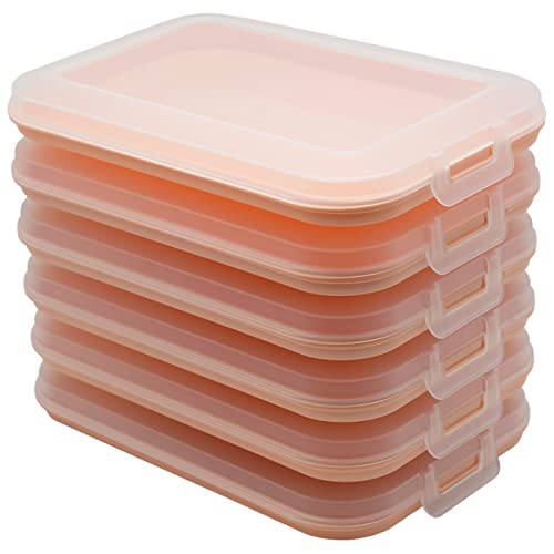 Engelland 6er Set Aufschnitt-Dosen mit integrierter Servierplatte, Frischhaltedose, Aufbewahrungsbox, Lebensmittelbehälter, Aufschnitt-Box, stapelbar, BPA-frei, Küchenbedarf, Kunststoff apricot von Engelland